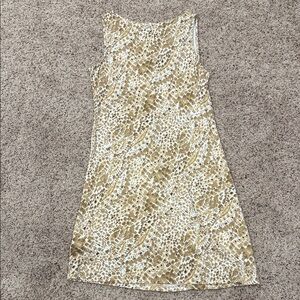 Tommy Bahama Elegant Tan and White Sleeveless Dress